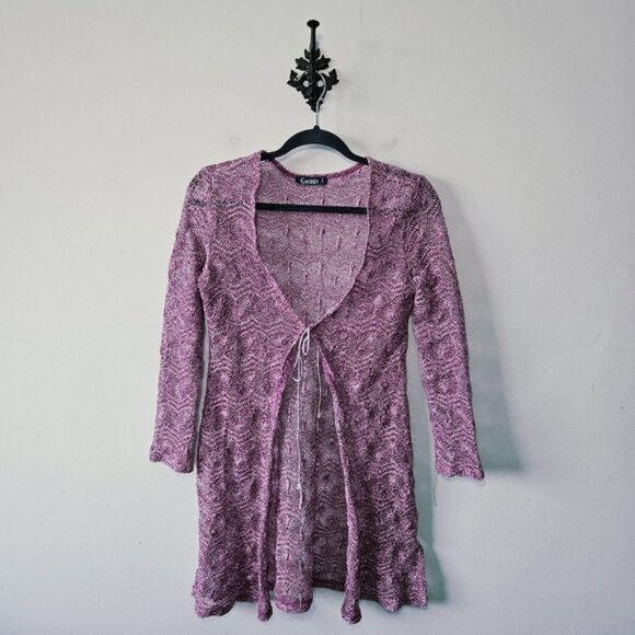 True Vintage 90s Garage Crochet Knit Cardigan Size M Sweater Top Y2K - Picture 1 of 5